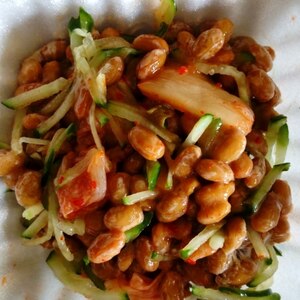 きゅうりとキムチの納豆